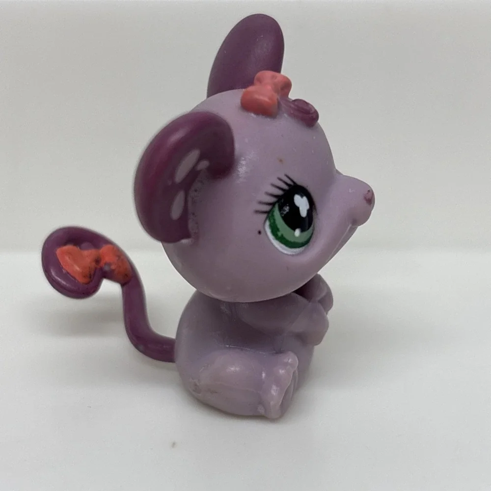 Littlest Pet‎ Shop LPS Purple Mouse #463 Green Eyes Hasbro 2007 Authentic